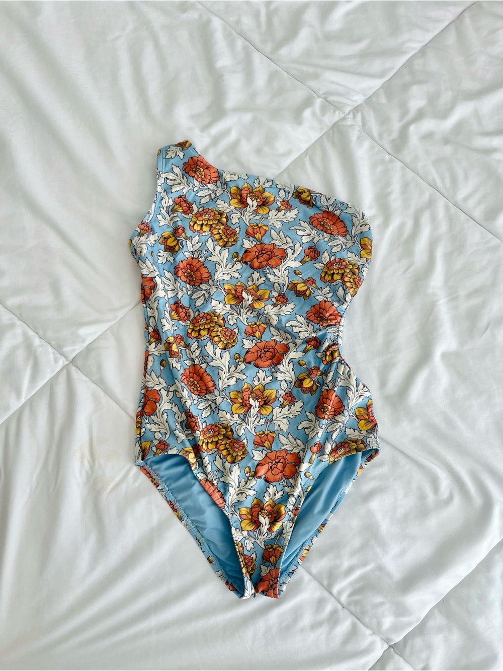 Adorable floral one shoulder girls swimsuit